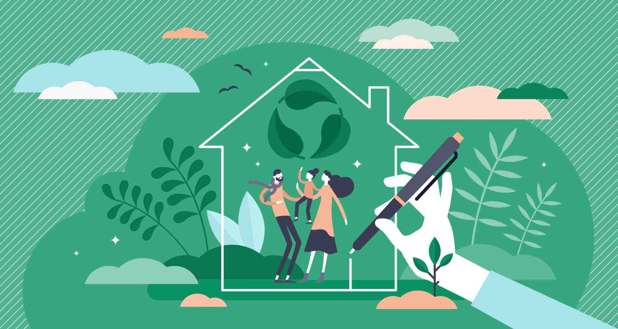 Illustration d'une maison à énergie positive