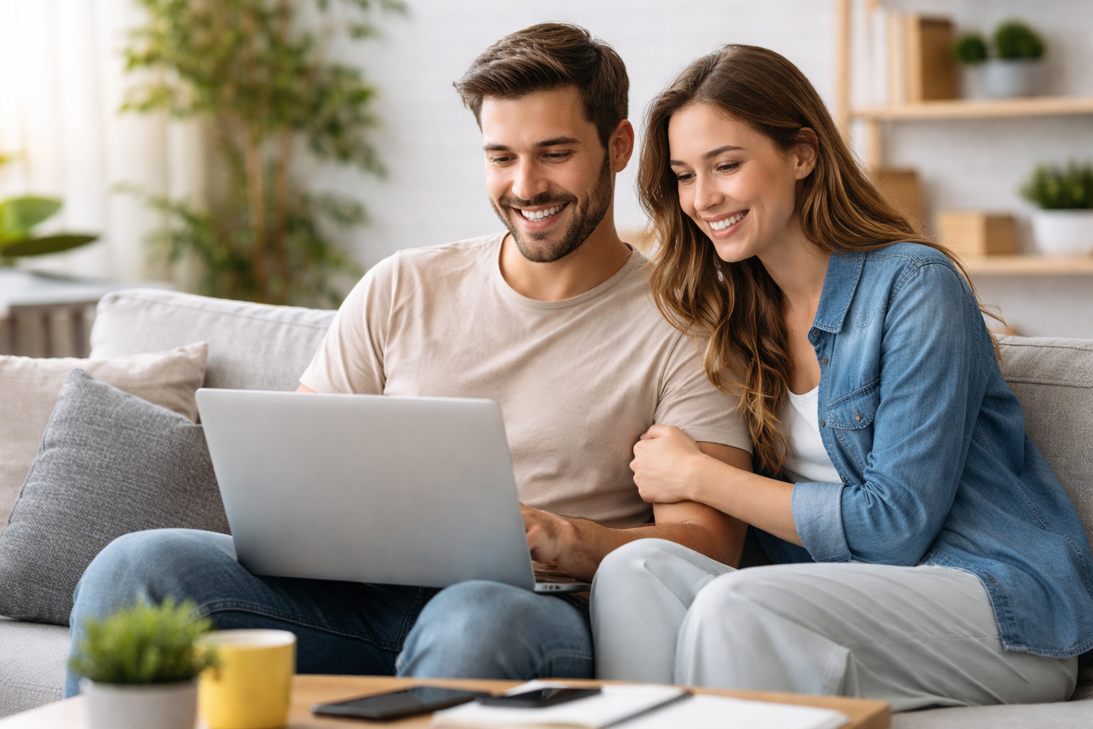 Jeune couple qui souscrit chez LLUM